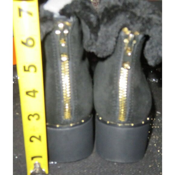 Steven by Steve Madden Bingo Black Suede Leather Fur Collared wedge boots sz 9.5 - Picture 5 of 9